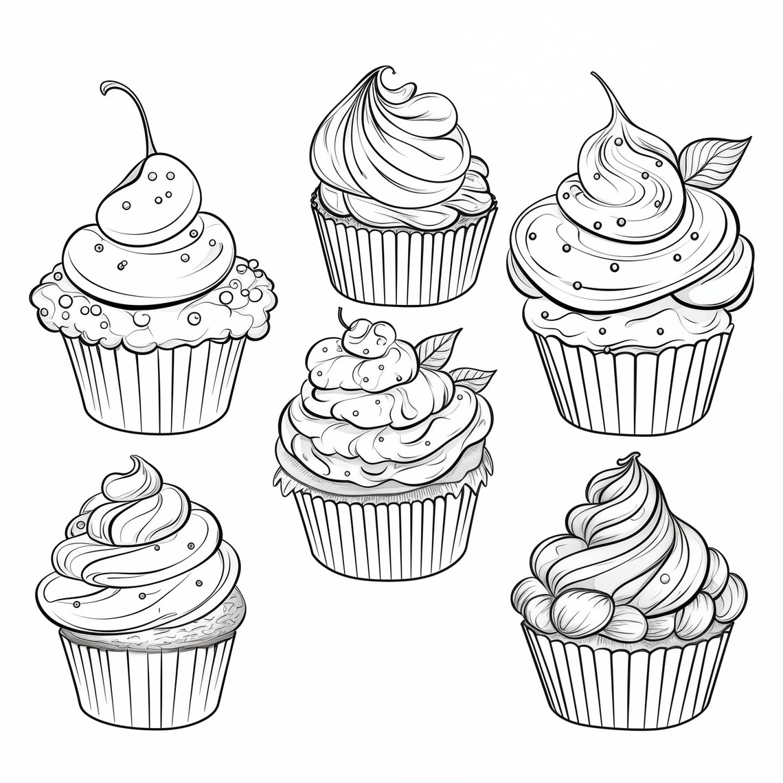 Cupcake Coloring Book 25 Coloring Pages for Adults and Kids Cupcake ...