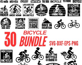 Cool Bicycle bundle SVG, Bicycle Cut Files, Bicycle PNG, Biker SVG, Bicycle Clipart, Digital Download