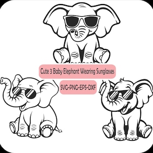 Cute Baby elephant wearing sunglasses svg, baby elephant svg, cute elephant svg, elephant cricut, svg files for cricut, animal svg