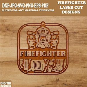 Firefighter signs, custom name sign laser cut, fire fighter paper cut, home decor, ornament, personalized fireman wall hanger svg