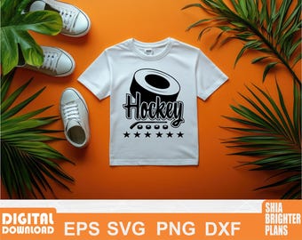 ホッケー スティック パック シルエット SVG ファイル、スポーツ クリップアート、アイス ホッケー スケート、デジタル ダウンロード、スポーツ ファン ギフト