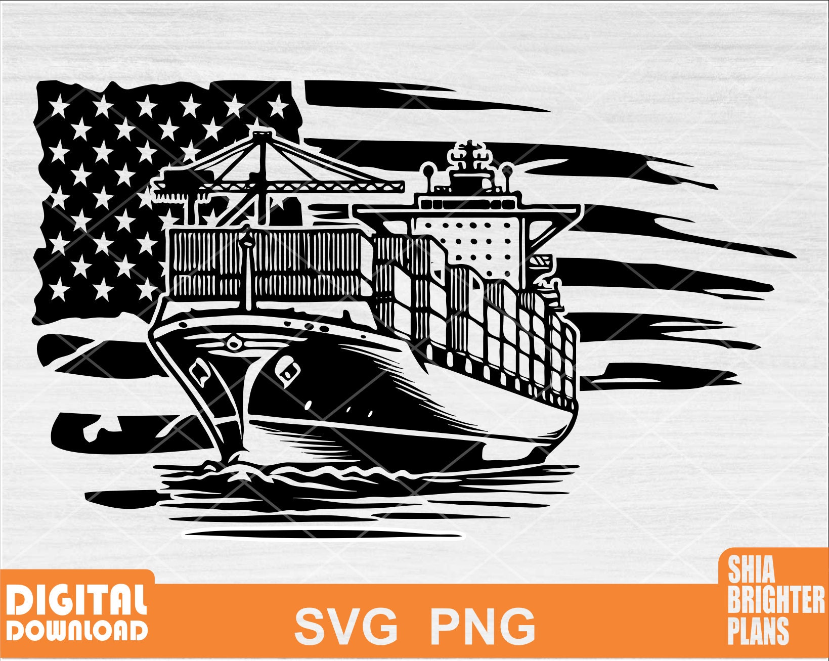 American Distress Flag Container Ship Svg, Ship Svg, Cargo Ship Svg ...