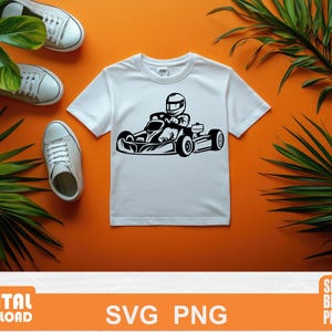 ゴーカート SVG デザイン、レーシングカー クリップアート、カート ロゴ、デジタル ファイル、スポーツ SVG、即時ダウンロード