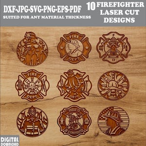Firefighter signs bundle, custom name sign laser cut, fire fighter paper cut, home decor, ornament, personalized fireman wall hanger svg