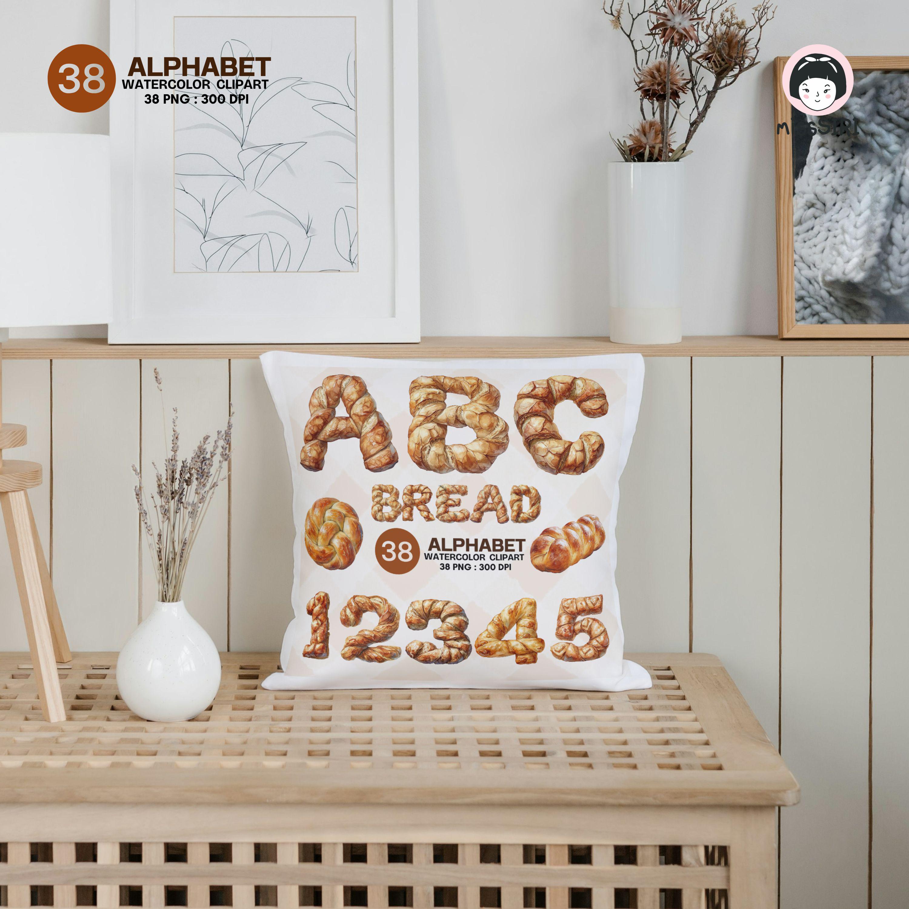 Bread Alphabet Watercolor Clipart – 38 PNG Delicious Baked Letters and ...