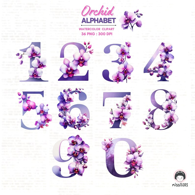 Orchids Lettering Botanical Watercolor Alphabet - Orchid Floral Letters Art - Etsy