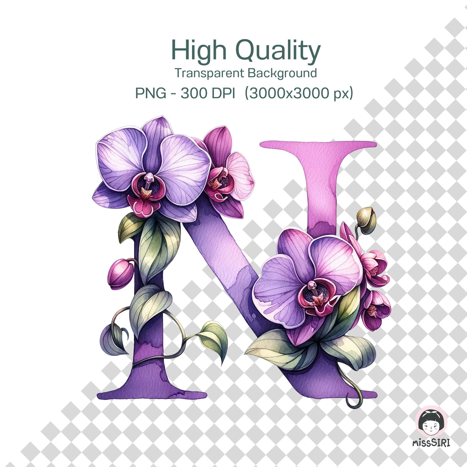 Orchids Lettering Botanical Watercolor Alphabet - Orchid Floral Letters Art - Etsy