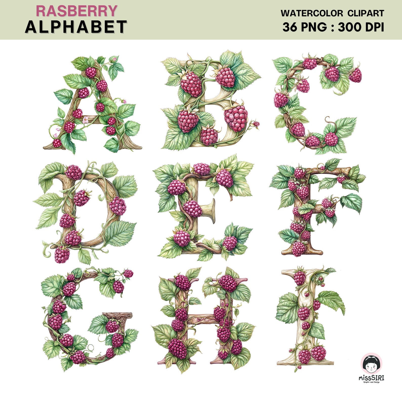 Raspberry Sign Letters Raspberry Alphabet Clipart Set Watercolor Letters and Numbers PNG ...