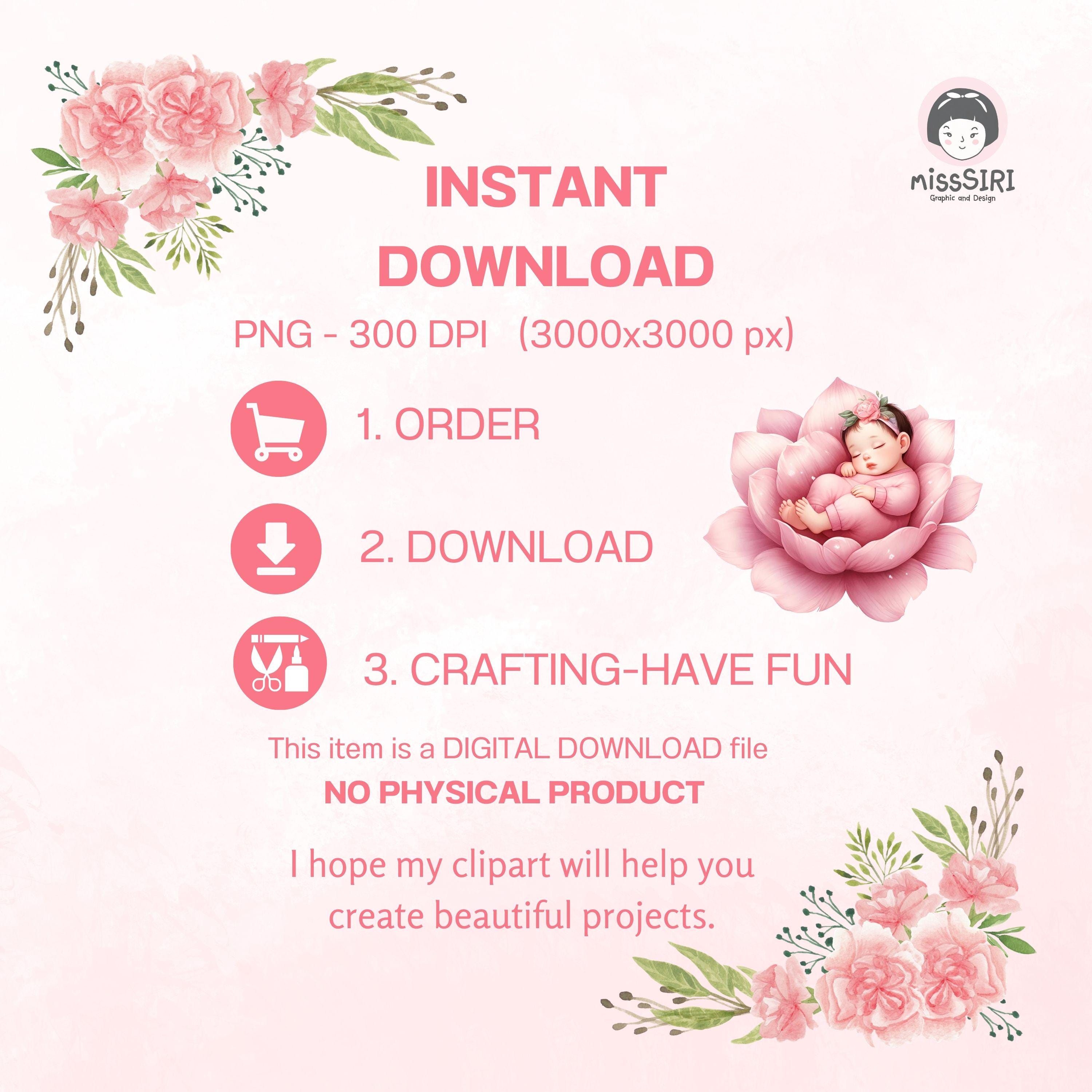 Baby Girl Watercolor Clipart Set - 37 PNG Baby Shower Graphics - Pink ...