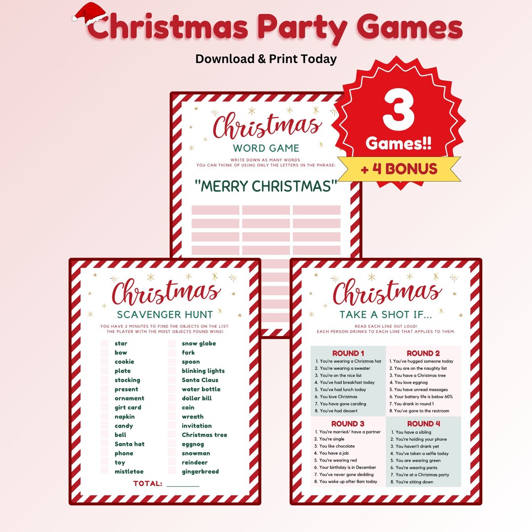 Christmas Party Games Printable Bundle Digital Download For Holiday