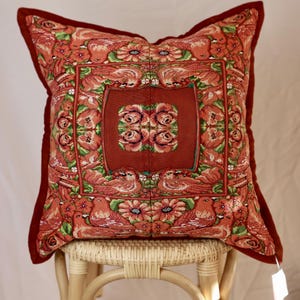 Red Vintage Guatemalan Huipil Pillow Cover