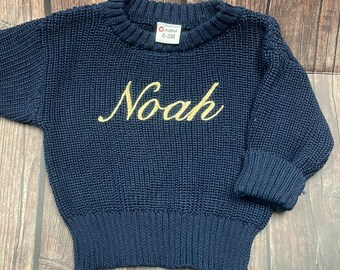 Personalized Embroidered Baby and Toddler Sweater, Embroidered Kids Sweater, Baby Name Announcement, Baby Shower Gift