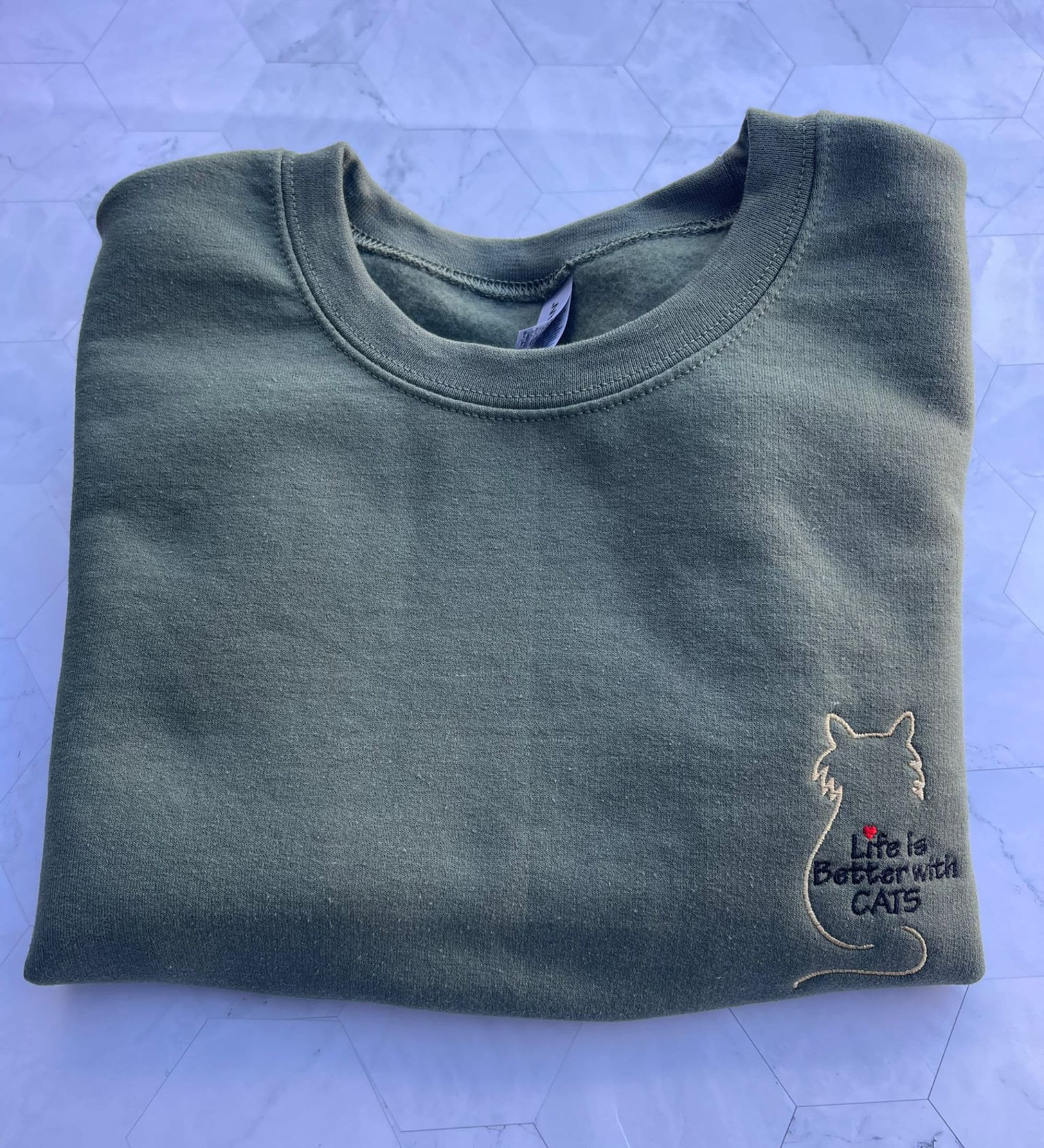 Embroidered Cat Mom Sweatshirt, Embroidered Cat Mom Sweater, Life Is Better With Cats, Funny Cat Hoodie, Cat Lover Gift, Gift for cats lover