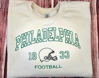 Embroidered Trendy Philadelphia Football Sweatshirt Embroidered, Philadelphia Football Fan Shirt, Vintage Philadelphia Football Fan Crewneck