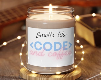 Smells Like Code and Coffee Candle, Software Developer Candle, Programmer Gift, Computer Science Gift, Coder Birthday Gift, Coworker Present