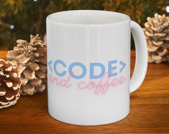 Code and Coffee Mug 11oz, Software Developer Mug, Programmer Mug, Computer Science Mug, Coder Gift, Birthday Gift, Present for Coworker