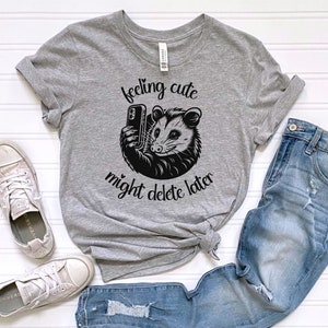 Opossum Selfie Shirt, Cute Animal T-shirt, Sweet Graphic Possum Tee, Vintage Retro Cartoon Tee, Sketch Opossums Gift, Funny Unisex Tshirt