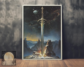 Celestial Sword - Dark Fantasy Wall Art - Medieval Fantasy Poster/Print