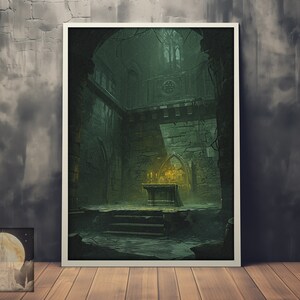 Caverna profunda de Brynndor: arte mural de fantasía oscura: póster o impresión de fantasía medieval