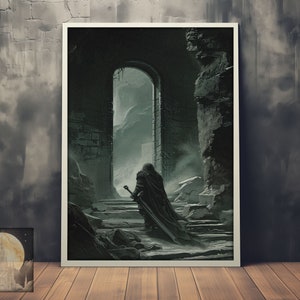 Ruinas de Bleakwatch: arte mural de fantasía oscura: póster o impresión de fantasía medieval