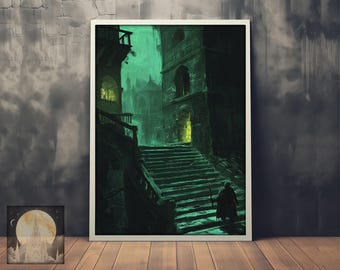 Edensgate at Night - Dark Fantasy Wall Art - Medieval Fantasy Poster/Print