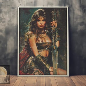 Guerrero bárbaro - Arte mural de fantasía oscura - Póster/impresión de fantasía medieval