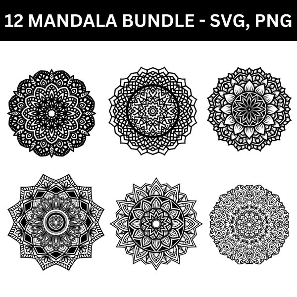 12 Mandala Bundle SVG | Mandala Cricut SVG | PNG 12 Mandala Bundle | Flower Mandala svg | Mandala svg | Mandala svg png