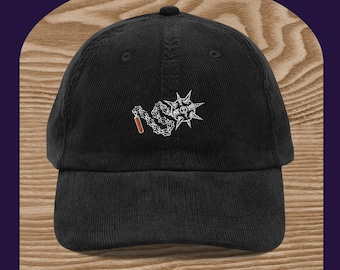 Morning Star Steel Mace Inverted White Oultine Vintage Corduroy Cap