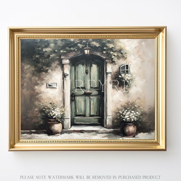 PRINTABLE Moody Antique Door Landscape Oil Painting | PRINTABLE Digital Downloadable Wall Art | Surfyre Studios Prints