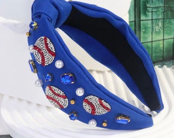 Honkbal Blingy hoofdband in blauw