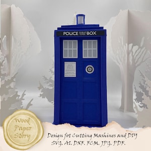 Tardis Lantern SVG, Doctor Who Lantern SVG, Public Police Call Box 3d template SVG