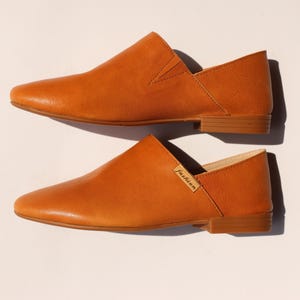 Brown Shoes Real Leather handmade woman I Woman Brown Leather Flats I  Office Pointy Brown Leather Shoes I Daily Brown Leather Shoes