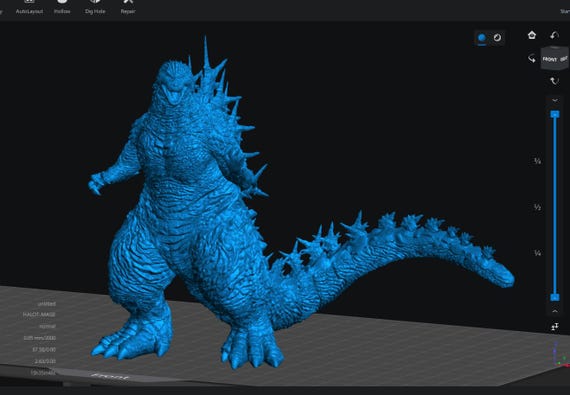 現代アートの「1mmの神の足」（3D painting） Godzilla Minus One 3D STL - Etsy