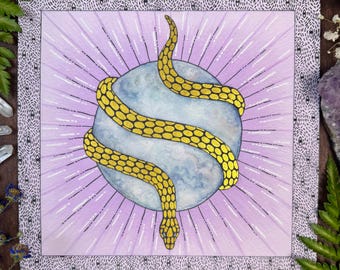 Reflection of Sulis | Celestial Illustration | Whimsigoth Decor | Snake Art  | Fine Art Print |