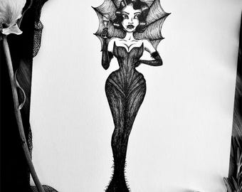 Glampire | Dark Art | Vampire | Fine Art Print | Witch Art | Victorian Goth | Whimsigoth