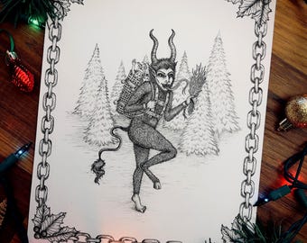 Krampus | Dark Fantasy Fine Art Print | Yule Monster | Krampusnacht | Creepy Christmas | Gothic Illustration