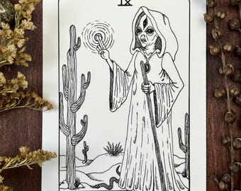 The Hermit | Tarot Card Print | Witchcraft Supplies | Supernatural | Gothic Wall Art
