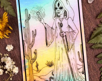 The Hermit | Holographic Sticker | Tarot Card Art | Gothic Stickers | Witch Art