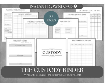 Child Custody Binder, Printable Planner for Single Moms and Single Dads, Professional Court Document Organization, Co-Parenting Printable