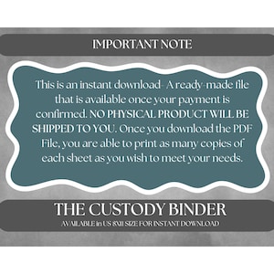 Child Custody Binder, Printable Planner for Single Moms and Single Dads ...