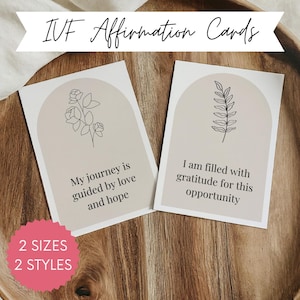 60 Fertility Affirmation Cards, IVF Affirmation Cards, Infertility Affirmations with floral line-art, Printable Fertility Journey Cards