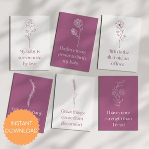 60 biglietti di auguri per la nascita stampabili con motivi floreali, mazzo di carte Hypnobirthing per un travaglio e un parto positivi, regalo per la prima volta alla mamma