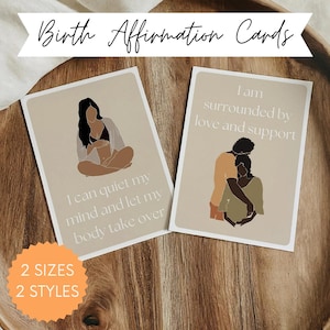 27 carte di affermazione della nascita stampabili / Mazzo di carte Hypnobirthing con immagini astratte della gravidanza per un travaglio e un parto positivi