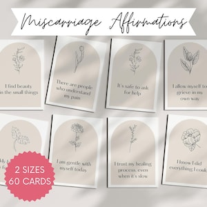 60 cartes d'affirmation pour le soutien d'un bébé, cadeau de fausse couche, jeu de cartes d'encouragement à imprimer pour maman en deuil, mortinatalité et perte d'un nourrisson