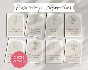 60 Baby Loss Support Affirmation Cards, Miscarriage Gift, Printable Encouragement Card Deck for Grieving Mom, Stillbirth and Infant Loss