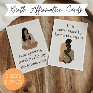 27 geboortebevestigingskaarten afdrukbaar | Hypnobirthing-kaartendeck met abstracte zwangerschapsafbeeldingen voor een positieve bevalling