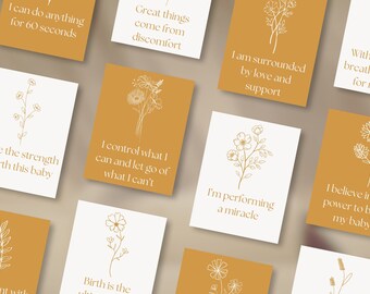 60 Birth affirmation cards, Printable birth affirmations deck, Pregnancy self care quotes, Digital download