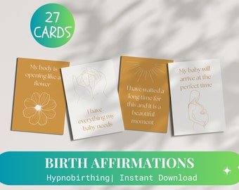 27 Hypnobirthing manifestation cards, Printable birth affirmation cards, Pregnancy self care quotes, Affirmation deck, Digital Download