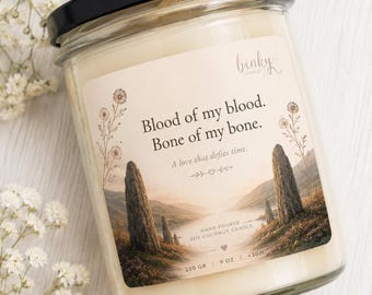 Vela Outlander | Vela de Soja e Coco Premium Sassenach | Presente para Claire e Jaimie Fraser | Para ela, para fã de Outlander | Sangue do meu sangue