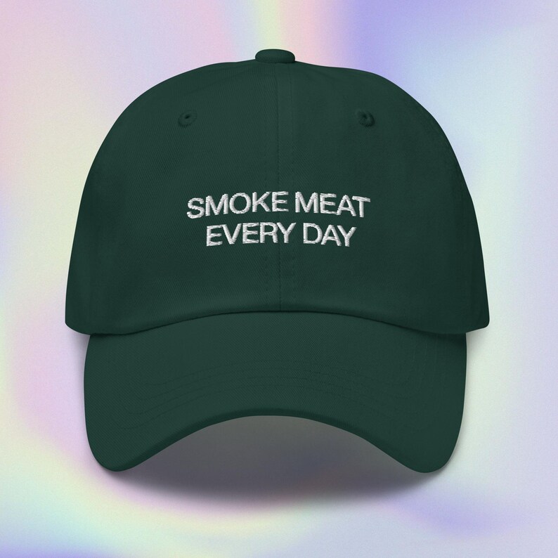 Smoke Meat Every Day Dad Hat Embroidered Dad Jokes Grilling Etsy
